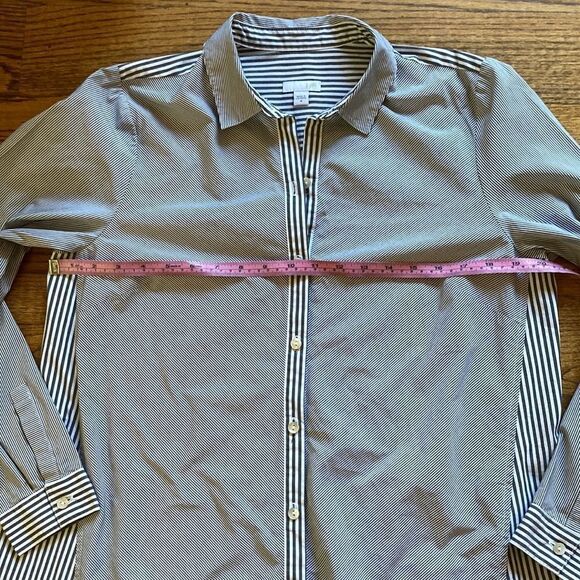 J Jill Black & White Striped Button Down Long Sleeve Shirt Size Medium - Picture 10 of 12